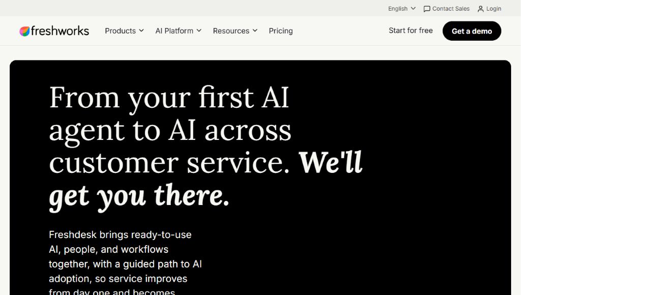 Freshdesk official homepage presenting its customer service platform