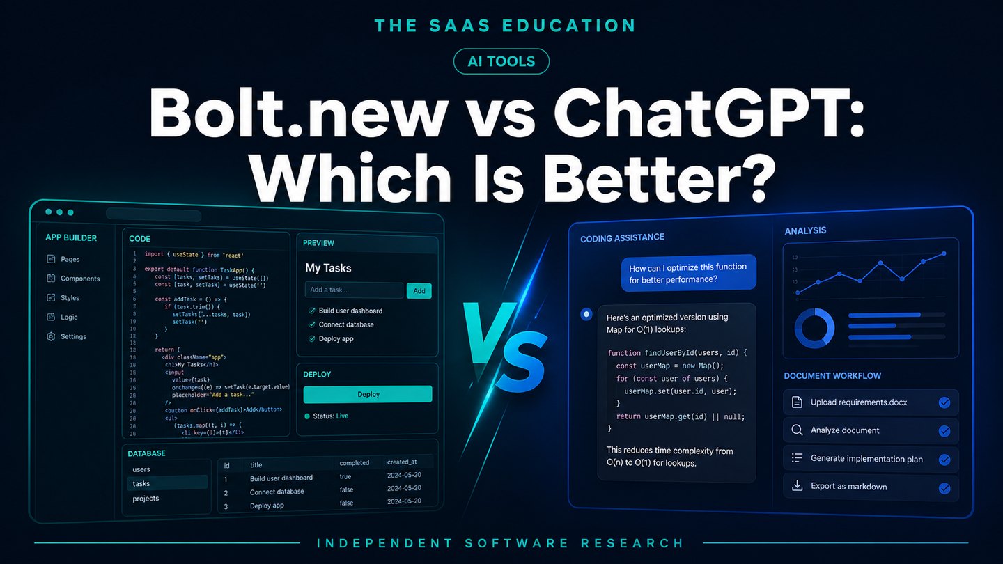 Bolt.new versus ChatGPT comparison for application building and general AI work