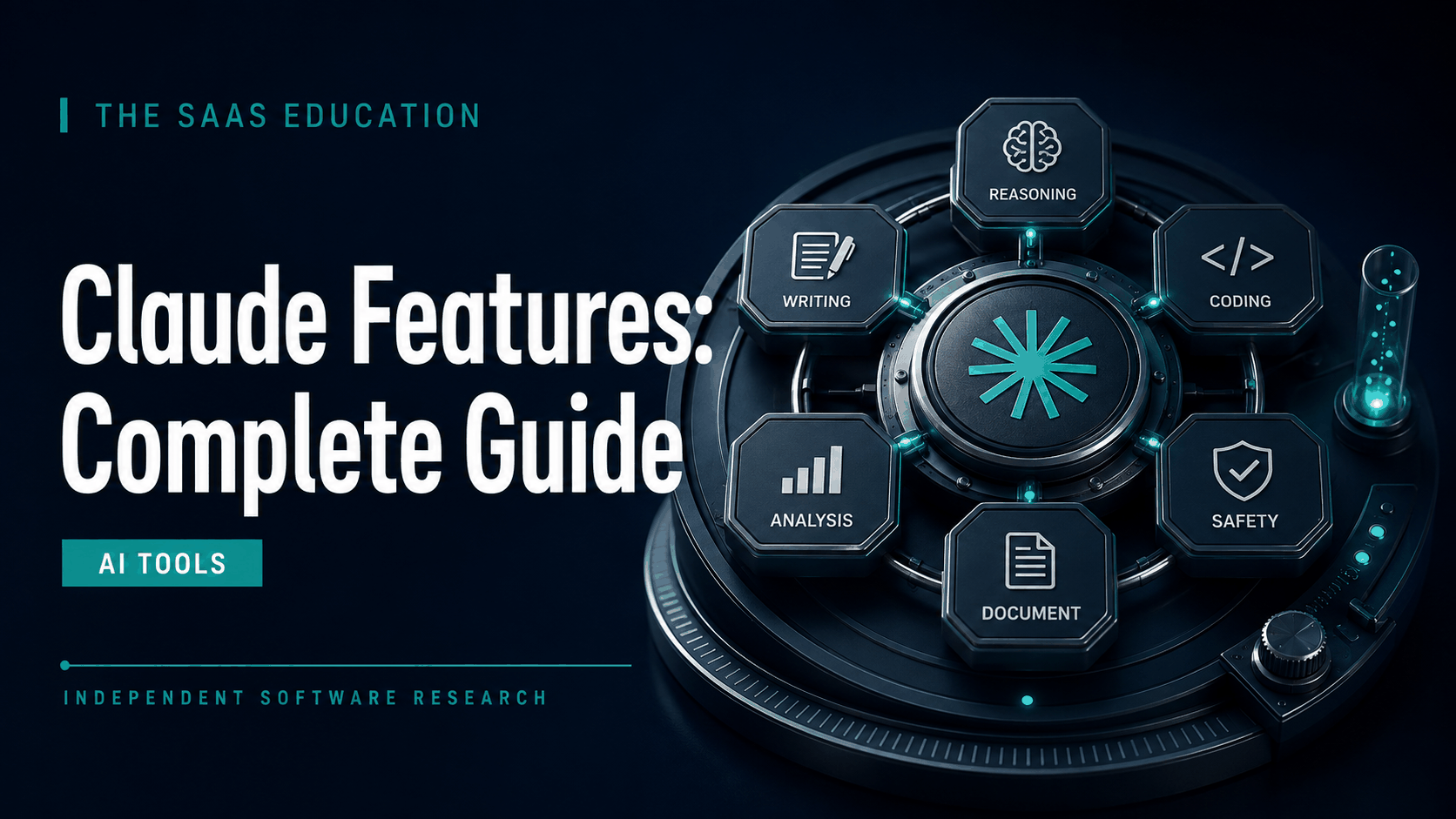 Claude features organized across chat, files, research, projects, connectors, coding, and organizational controls