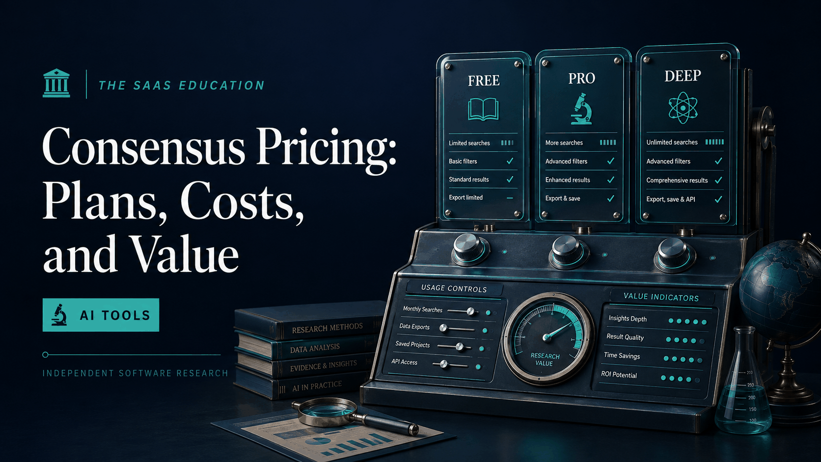 Consensus pricing evaluated across free, individual, team, and organizational research use