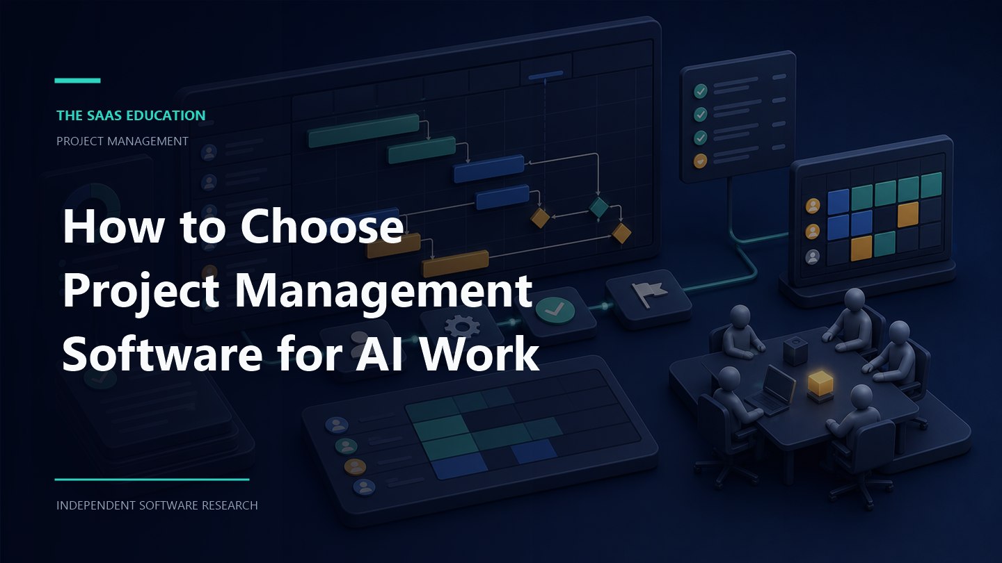 Project management software workflow showing tasks, dependencies, AI-assisted updates, and human owners
