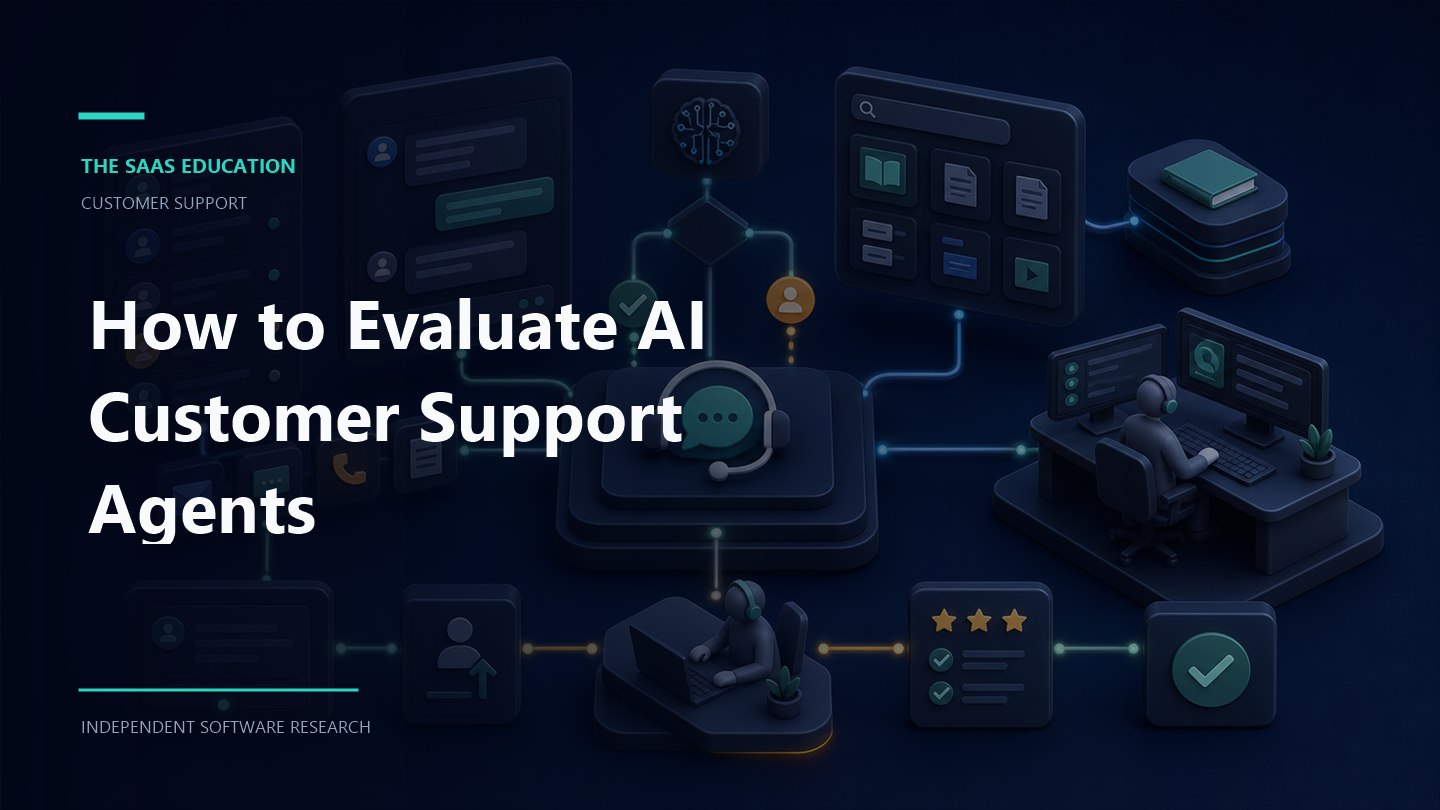 AI customer support agent workflow showing knowledge sources, customer conversation, escalation, and resolution review