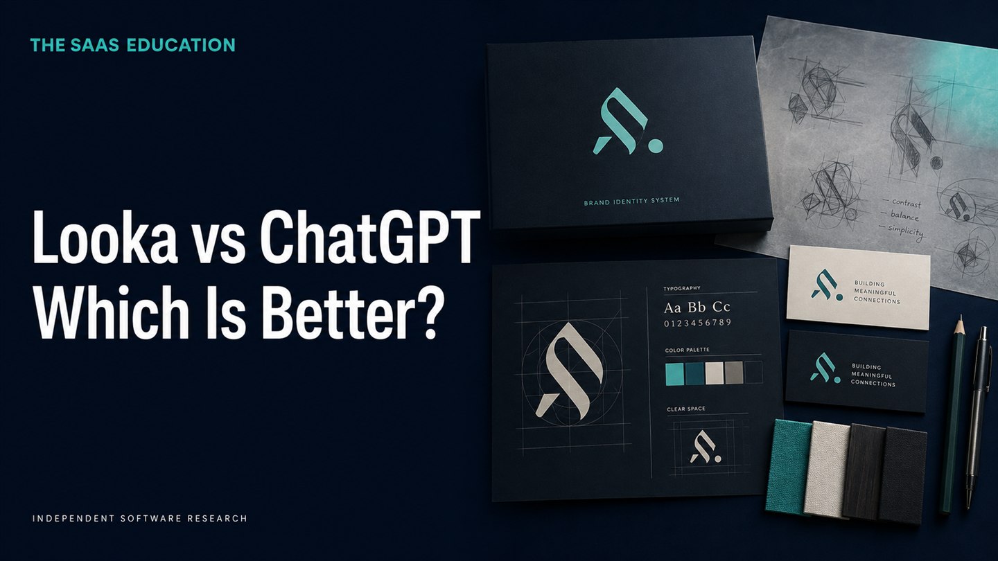 Looka versus ChatGPT editorial comparison of a structured brand identity kit and concept sketches