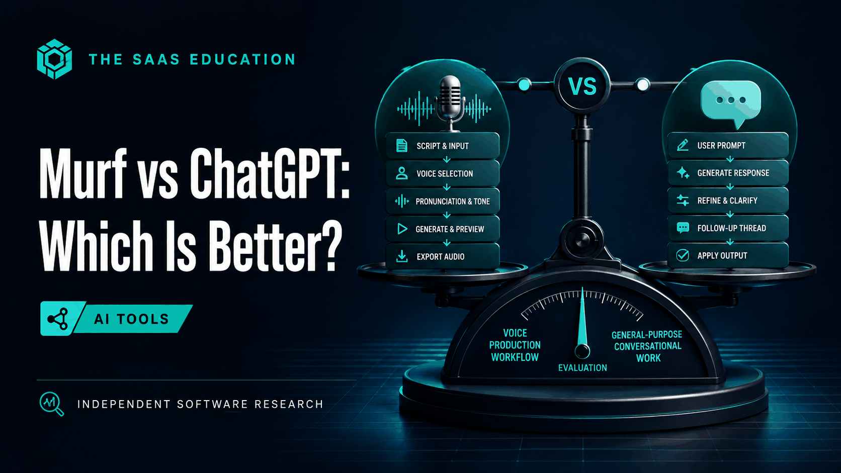 Murf and ChatGPT compared for AI voice production, conversational assistance, research, writing, and business workflows