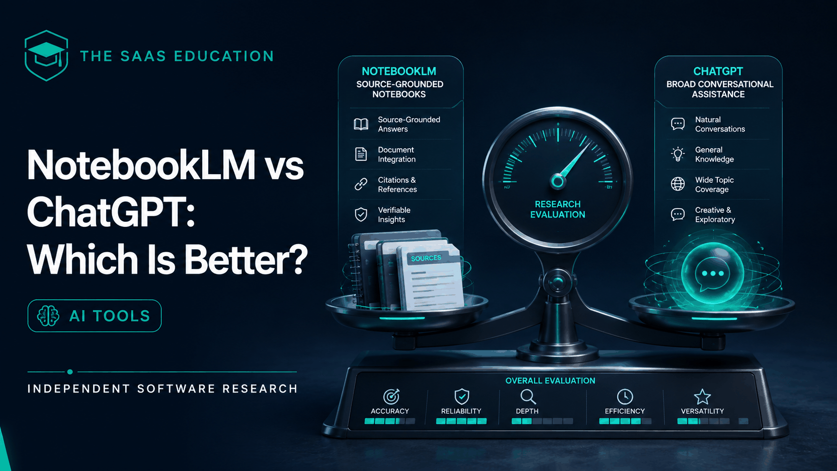 NotebookLM and ChatGPT compared for source-grounded research, citations, analysis, writing, and collaboration