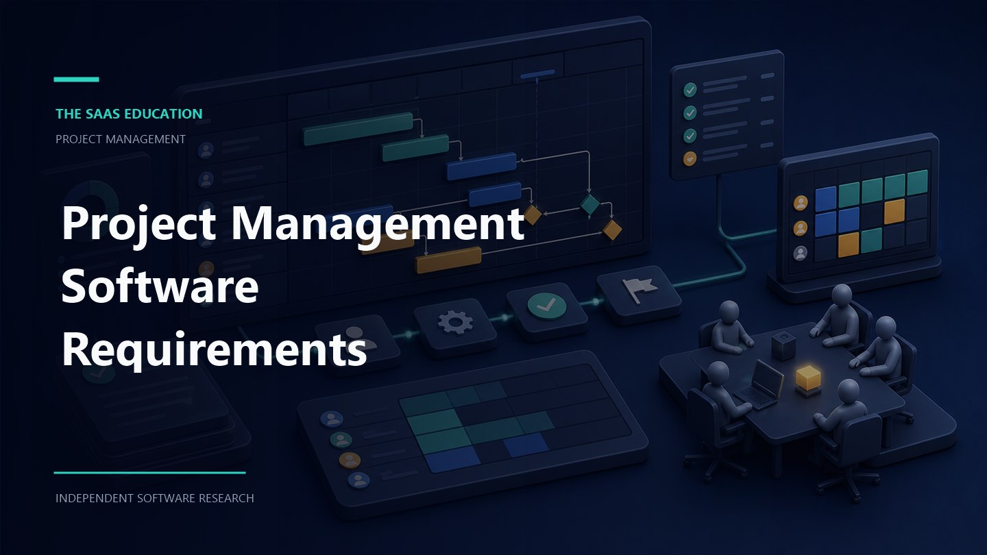 project management software requirements workflow showing evaluation criteria, ownership, controls, and review checkpoints