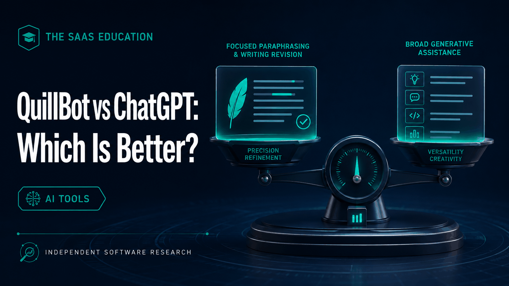 QuillBot and ChatGPT compared for rewriting, grammar, research, drafting, citations, files, and workflow value
