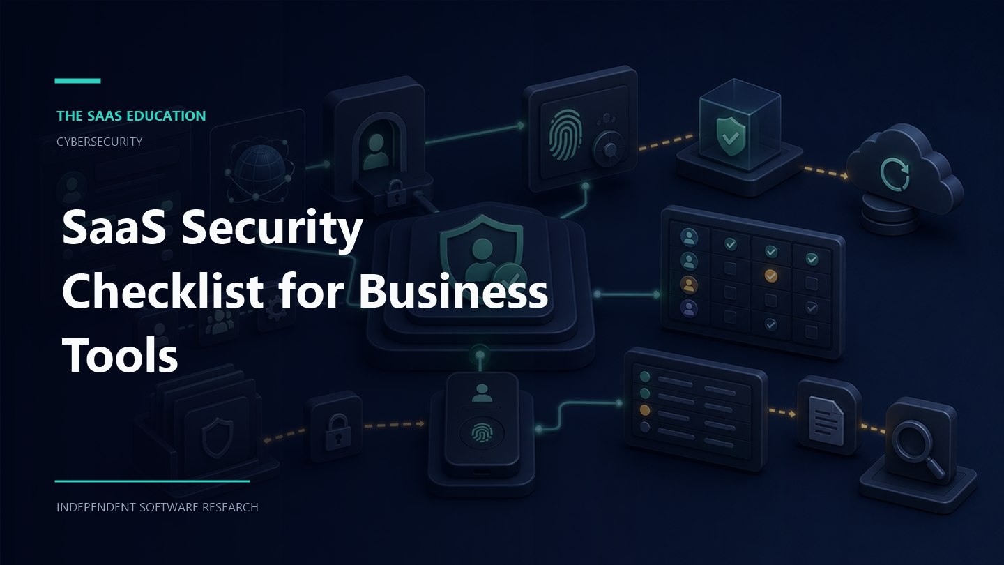 SaaS security checklist workflow showing evaluation criteria, ownership, controls, and review checkpoints