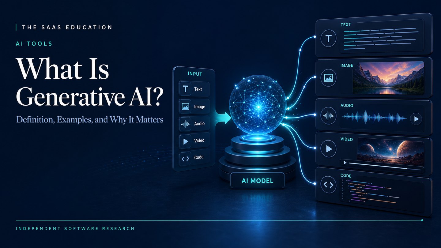 Generative AI model producing text, images, audio, video, and code