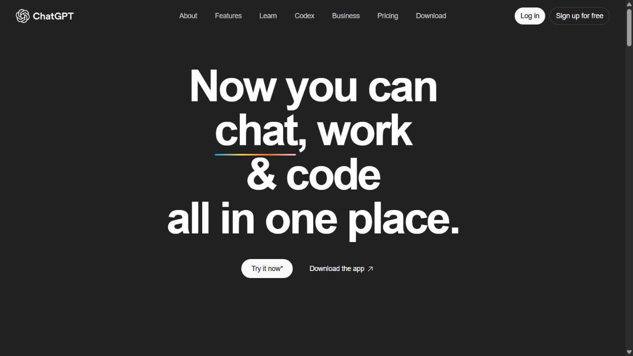 OpenAI ChatGPT official homepage