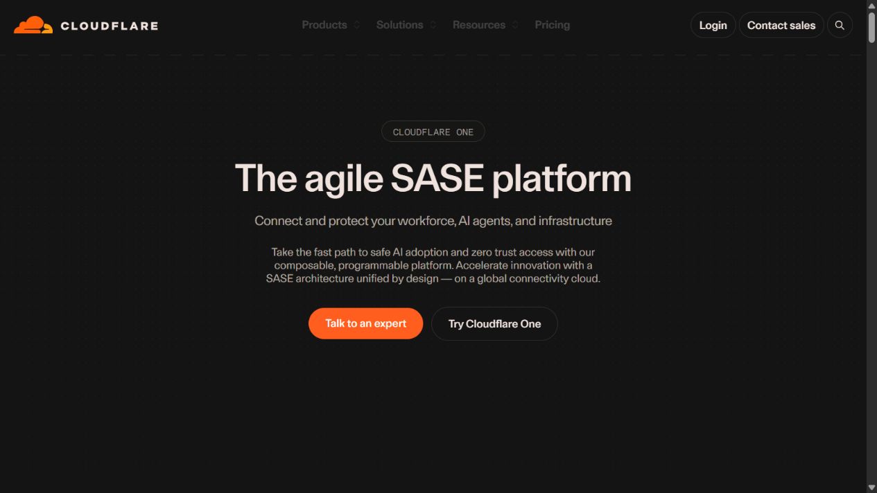Cloudflare Zero Trust official homepage showing workforce and application security