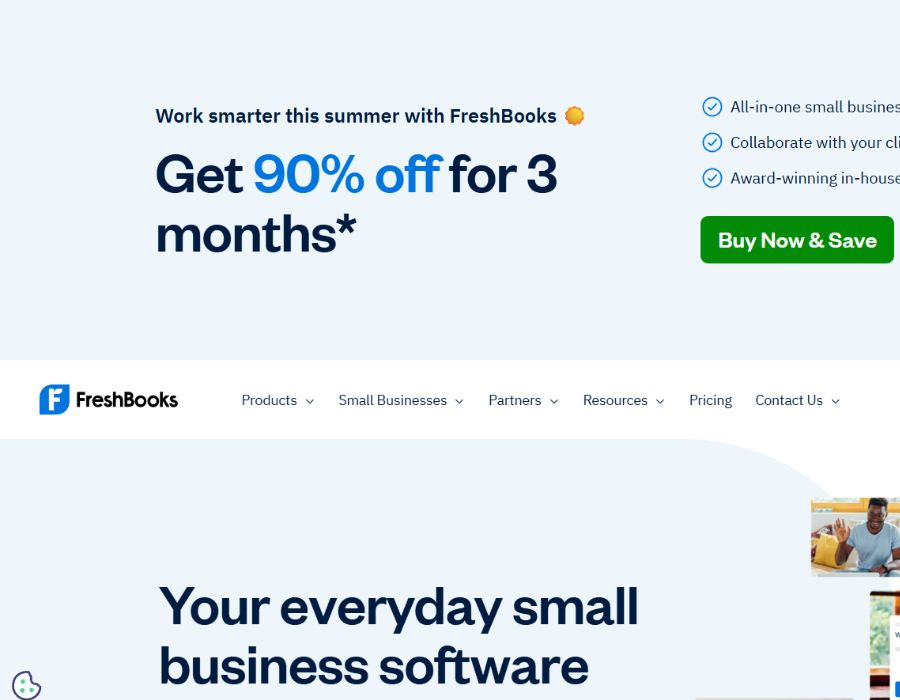 FreshBooks official homepage for small-business invoicing and accounting software