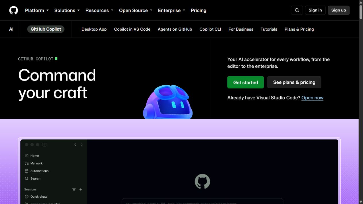 GitHub Copilot official homepage