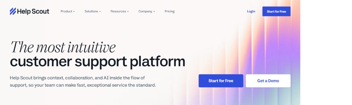 Help Scout official homepage showing its customer support platform positioning