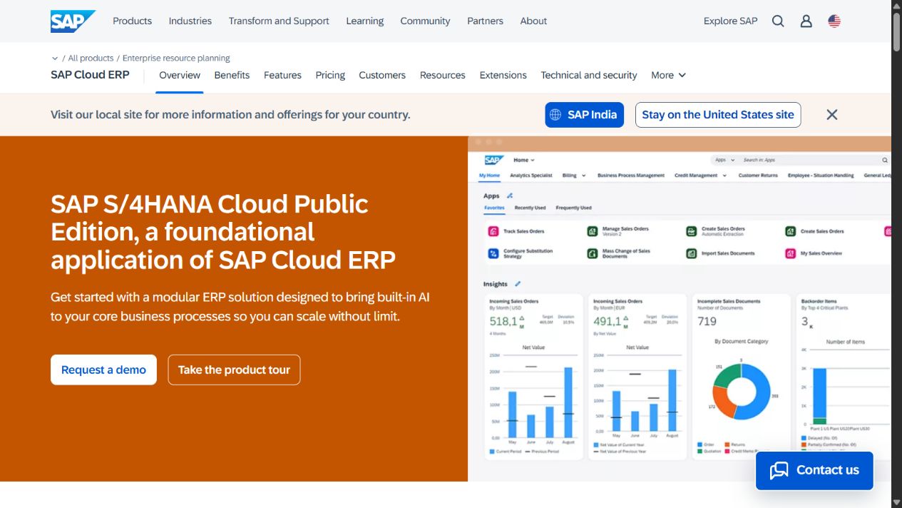 SAP S/4HANA Cloud Public Edition official product page